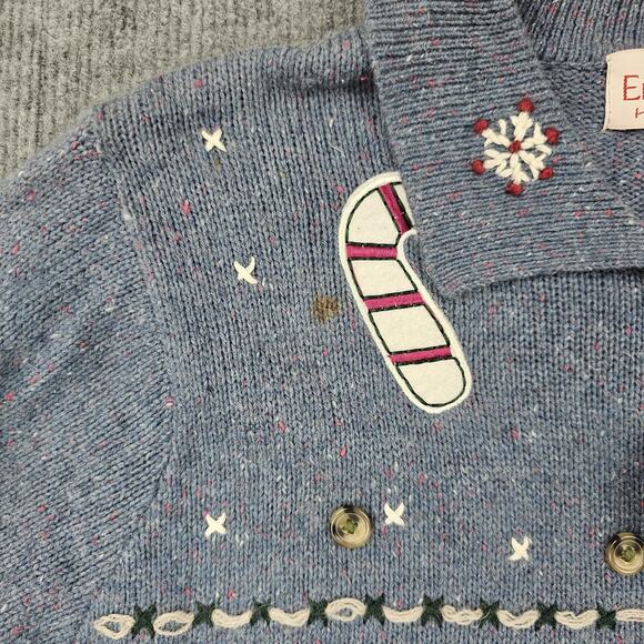 Basic Editions Holiday Sweater Womens Medium Zip Cardigan Christmas Wool Novelty - Picture 2 of 7